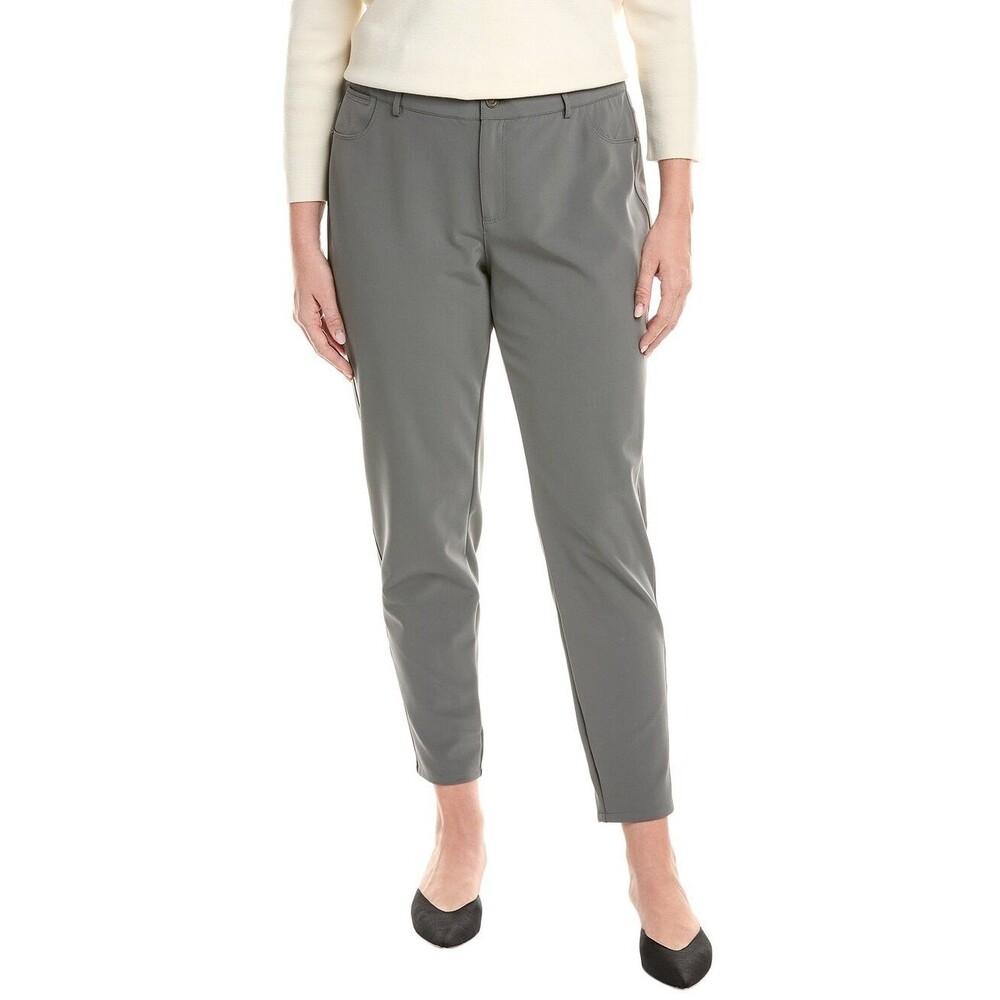 Lafayette 148 womens Mercer Stretch Twill Pants size 18W Shale Grey 28" inseam